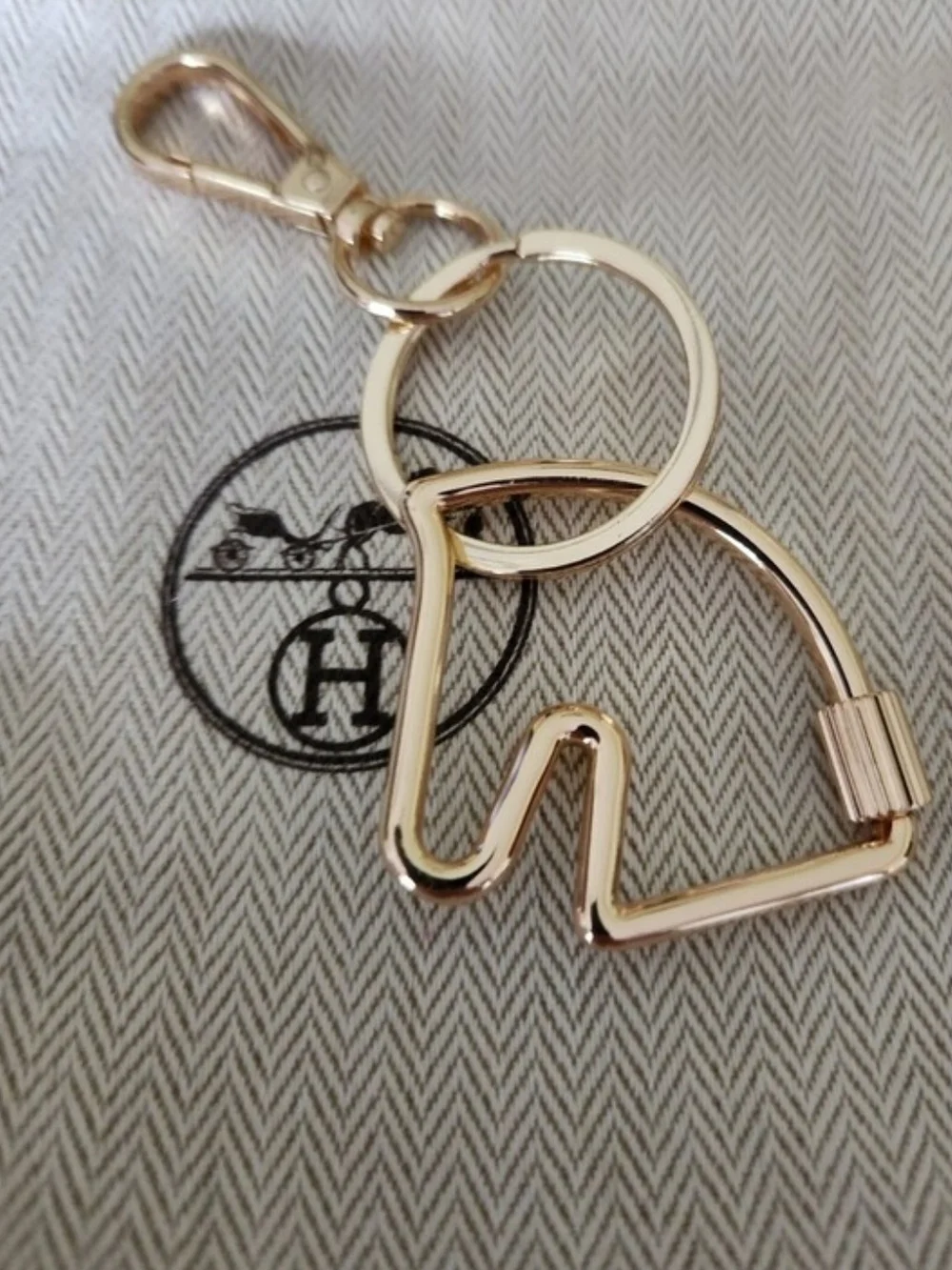 Hermes Goldtone Horse Keyring Or Purse Charm